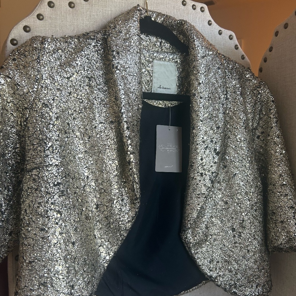 Anthropologie Elevenses Gold Bolero